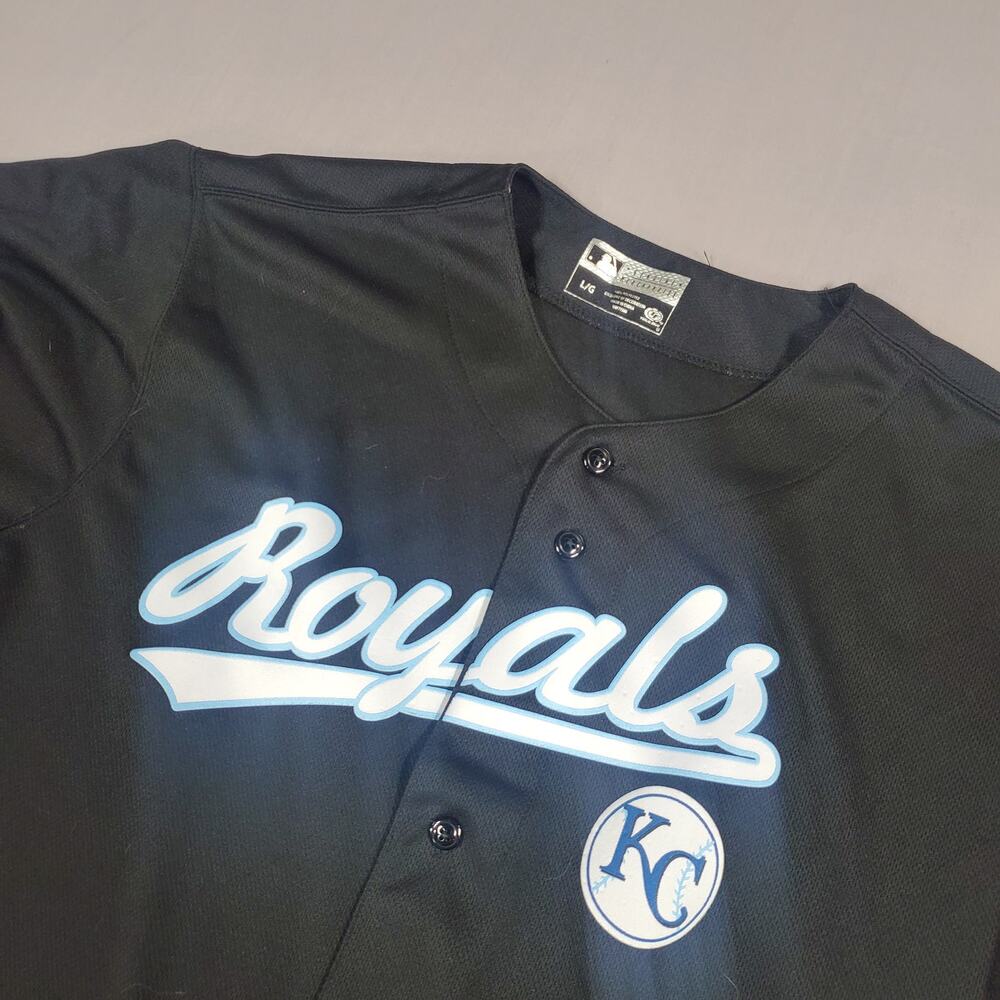 True Fan Mens KC Royals Baseball Jersey Size Large